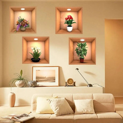 3d Flower wall paper sticker 3 Pcs Set
