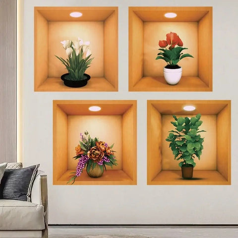 3d Flower wall paper sticker 3 Pcs Set