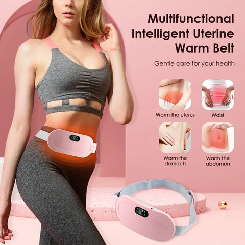 Period Pain Cramp Relief Belt -Portable Menstrual Heating Pad, Heated Belly Belt for Menstrual Cramp Relief with 3 Heat Levels and 4 Modes