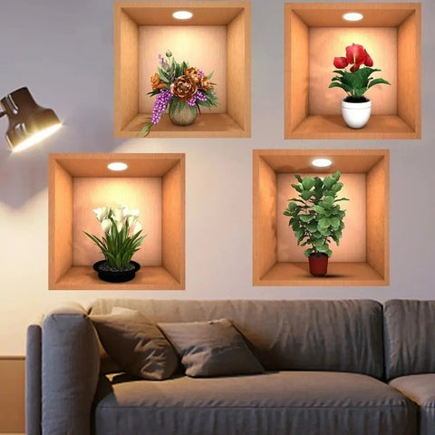3d Flower wall paper sticker 3 Pcs Set