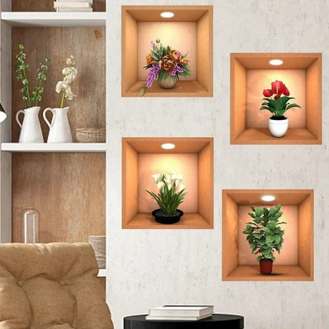 3d Flower wall paper sticker 3 Pcs Set