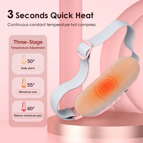 Period Pain Cramp Relief Belt -Portable Menstrual Heating Pad, Heated Belly Belt for Menstrual Cramp Relief with 3 Heat Levels and 4 Modes