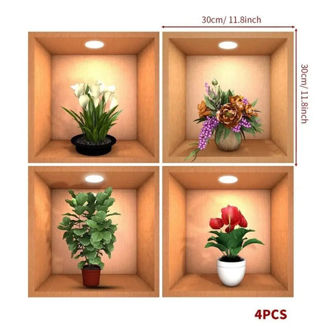 3d Flower wall paper sticker 3 Pcs Set