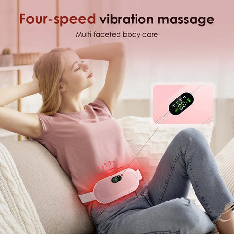 Period Pain Cramp Relief Belt -Portable Menstrual Heating Pad, Heated Belly Belt for Menstrual Cramp Relief with 3 Heat Levels and 4 Modes